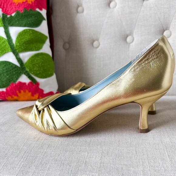 Frances Valentine The Knot Gold Leather Kitten Heel Size 8.5 B - Picture 8 of 8